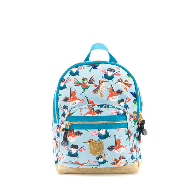 Pick & Pack Rugzak Birds Dusty Blue Pick & Pack Small Kinder Rugzak