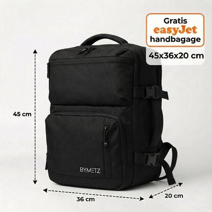 45x36x20 Handbagage Rugzak – EasyJet Underseater – Laptop 17,3 Inch – ByMetz® Polyester Black