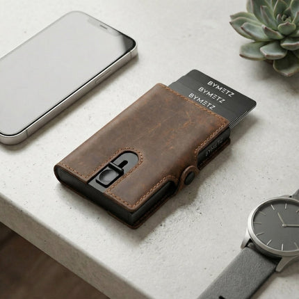 ByMetz Extendable Card Holder Anti Skim - Hunter Leather