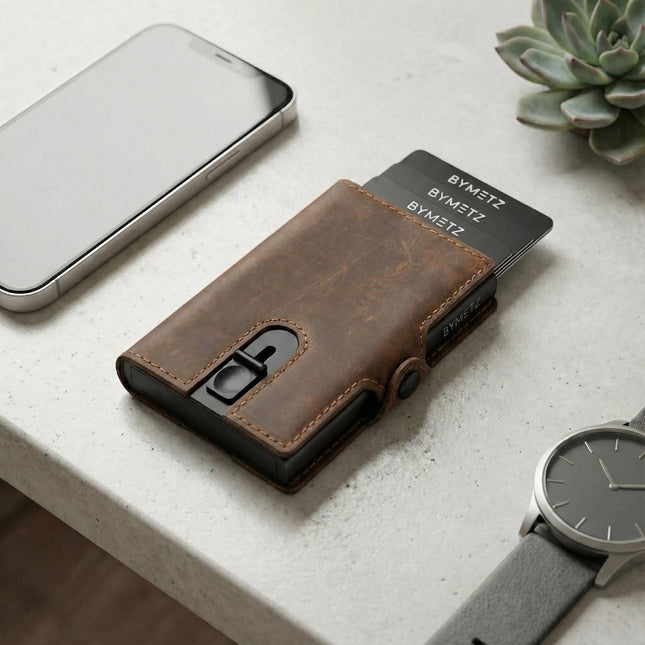 ByMetz Extendable Card Holder Anti Skim - Hunter Leather